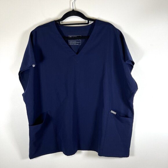 Figs‎ Scrubs Casma Size XXL Dark Blue V Neck Short Sleeve Technical Collection - Picture 1 of 9